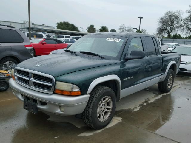 1B7HL48N72S556282 - 2002 DODGE DAKOTA QUA GREEN photo 2