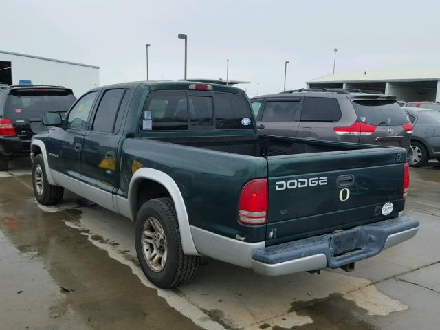 1B7HL48N72S556282 - 2002 DODGE DAKOTA QUA GREEN photo 3