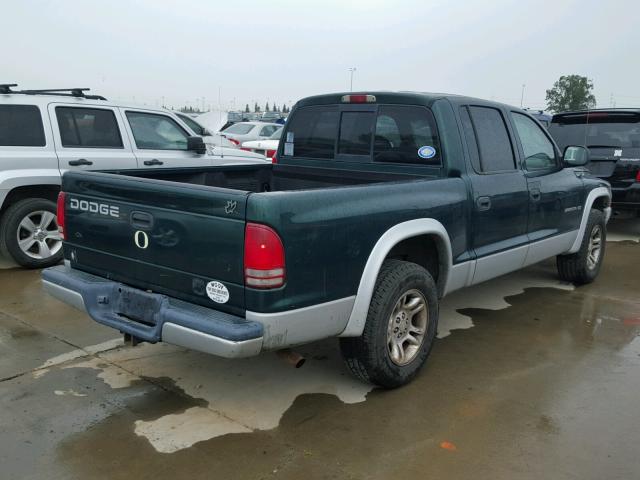 1B7HL48N72S556282 - 2002 DODGE DAKOTA QUA GREEN photo 4