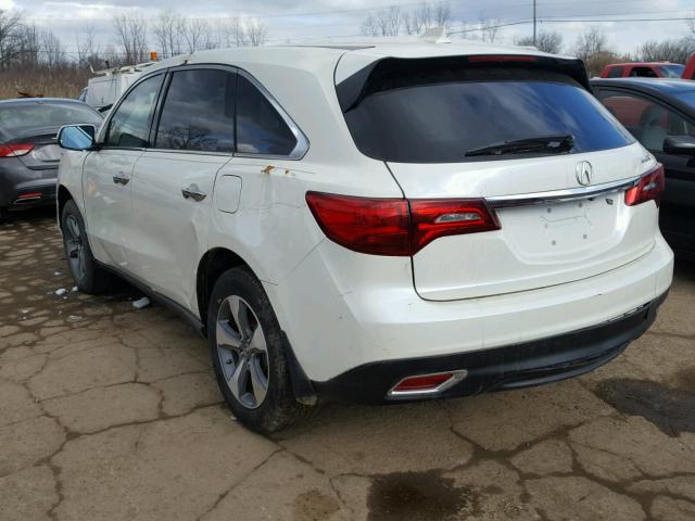 5FRYD3H26GB011769 - 2016 ACURA MDX WHITE photo 3