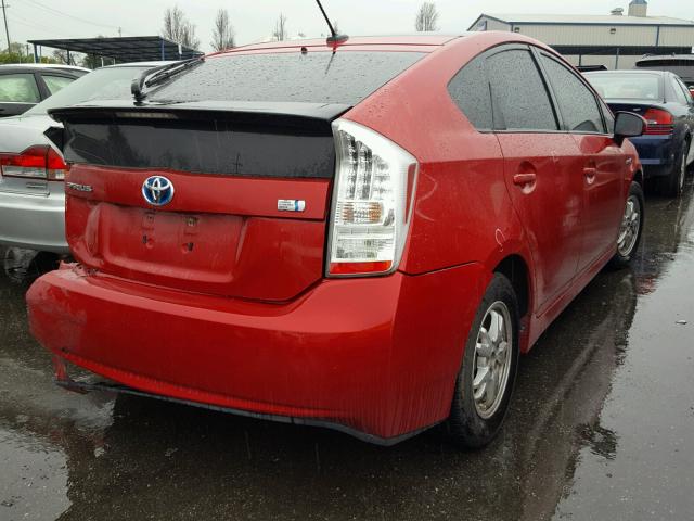 JTDKN3DU0A0023918 - 2010 TOYOTA PRIUS RED photo 4