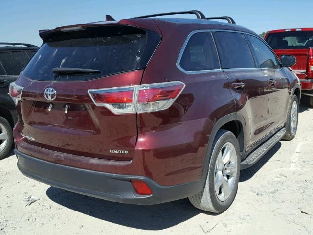 5TDYKRFH7GS162021 - 2016 TOYOTA HIGHLANDER BURGUNDY photo 4