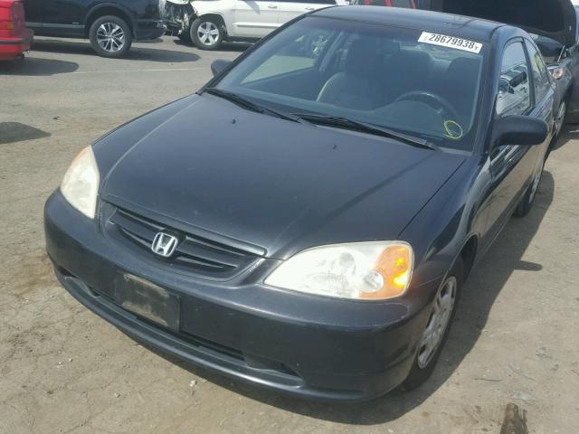 1HGEM21512L083618 - 2002 HONDA CIVIC LX BLACK photo 2