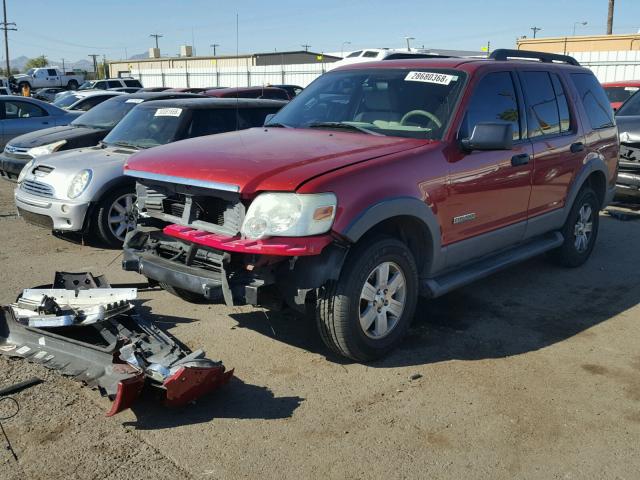 1FMEU63E06UB51261 - 2006 FORD EXPLORER X RED photo 2