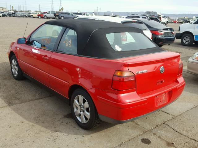 3VWDC21V92M800632 - 2002 VOLKSWAGEN CABRIO GLX 红色 照片 3