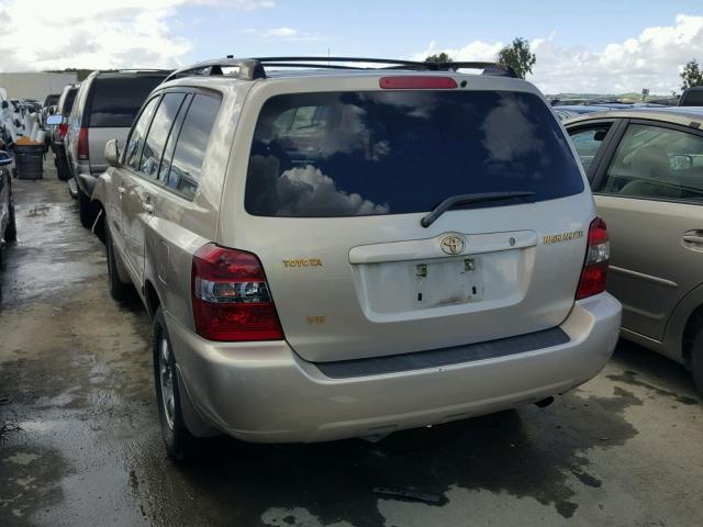 JTEDP21A760105185 - 2006 TOYOTA HIGHLANDER BEIGE photo 3