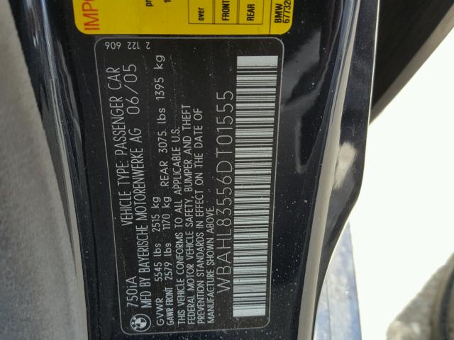 WBAHL83556DT01555 - 2006 BMW 750 I BLACK photo 10