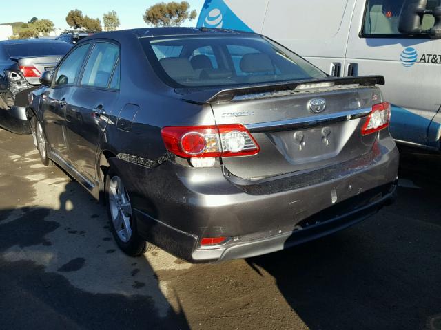 2T1BU4EE8BC566523 - 2011 TOYOTA COROLLA BA GRAY photo 3