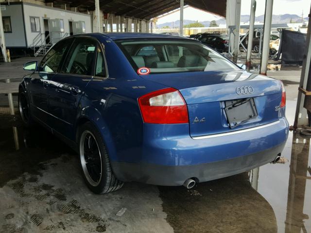 WAULT68E42A168130 - 2002 AUDI A4 3.0 QUA BLUE photo 3