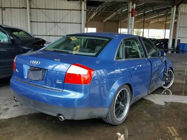 WAULT68E42A168130 - 2002 AUDI A4 3.0 QUA BLUE photo 4