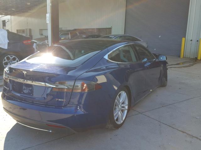 5YJSA1H43FF094243 - 2015 TESLA MODEL S P8 BLUE photo 4