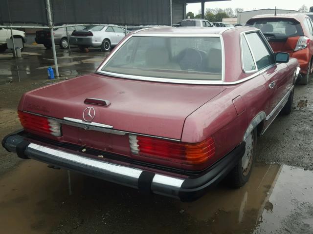 WDBBA48D5KA093680 - 1989 MERCEDES-BENZ 560 SL MAROON photo 4