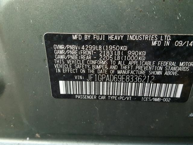 JF1GPAD69E8336212 - 2014 SUBARU IMPREZA PR GRAY photo 10