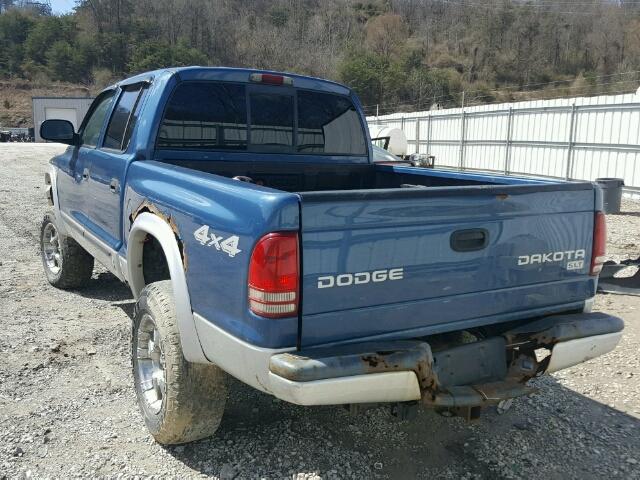 1D7HG48N34S597442 - 2004 DODGE DAKOTA QUA BLUE photo 3