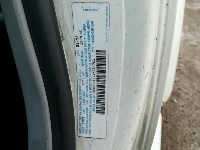 3VWBB61C4WM014761 - 1998 VOLKSWAGEN NEW BEETLE 白色 照片 10