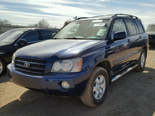 JTEHF21A420080003 - 2002 TOYOTA HIGHLANDER BLUE photo 2