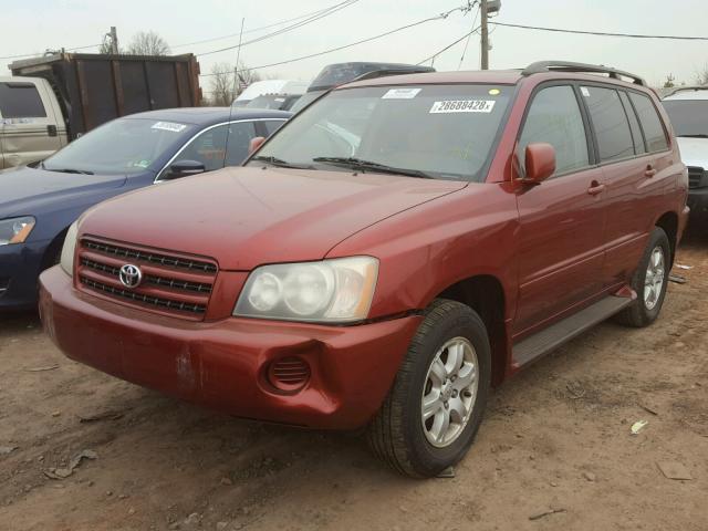 JTEHF21A320054640 - 2002 TOYOTA HIGHLANDER RED photo 2