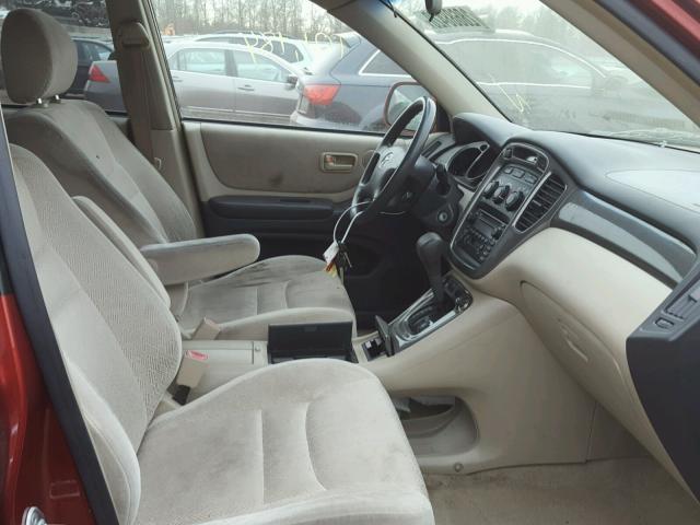 JTEHF21A320054640 - 2002 TOYOTA HIGHLANDER RED photo 5