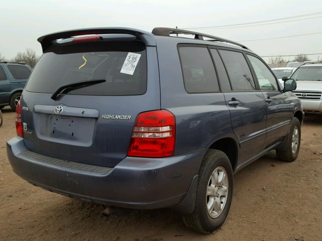 JTEHF21AX20064890 - 2002 TOYOTA HIGHLANDER BLUE photo 4