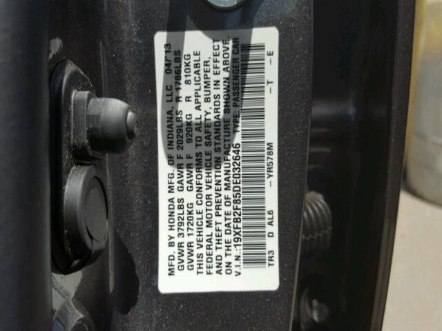 19XFB2F85DE032646 - 2013 HONDA CIVIC EX 灰色 照片 10