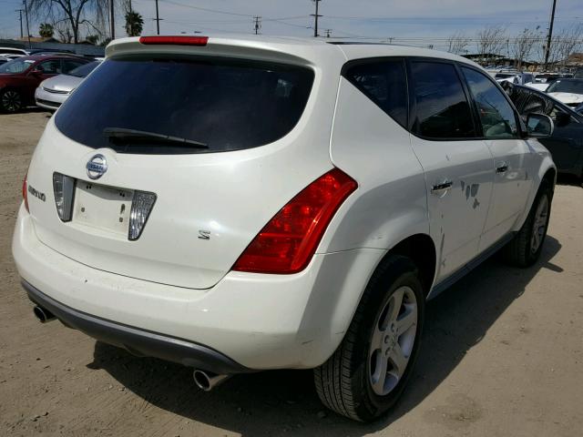 JN8AZ08T25W316601 - 2005 NISSAN MURANO SL WHITE photo 4