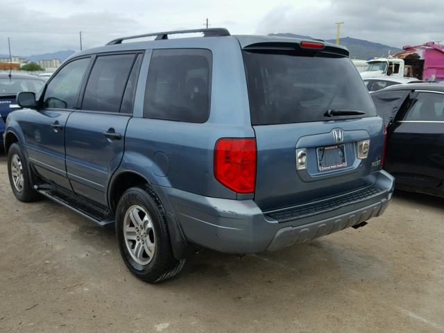 2HKYF18515H536019 - 2005 HONDA PILOT EXL BLUE photo 3