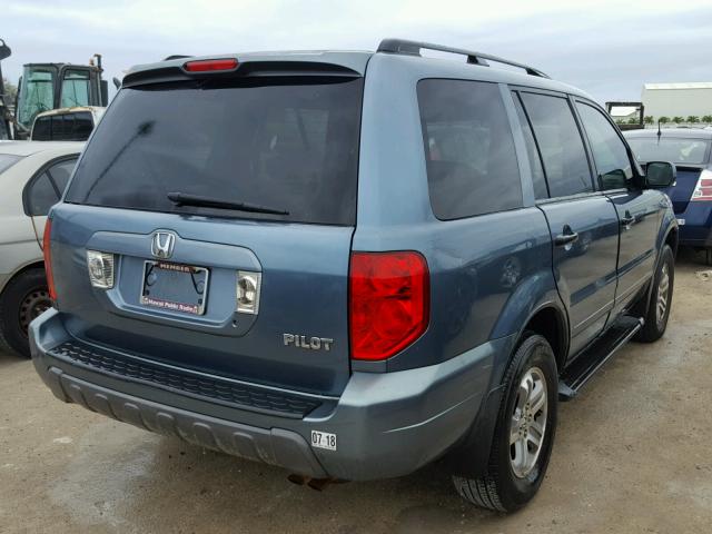 2HKYF18515H536019 - 2005 HONDA PILOT EXL BLUE photo 4