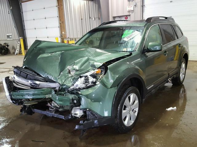 4S4BRBKCXB3377482 - 2011 SUBARU OUTBACK 2. GREEN photo 2