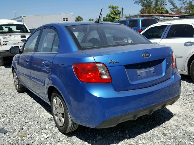 KNADH4A39A6666893 - 2010 KIA RIO LX BLUE photo 3