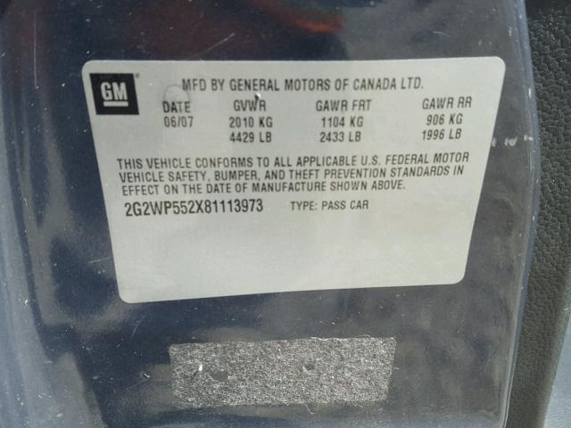 2G2WP552X81113973 - 2008 PONTIAC GRAND PRIX GRAY photo 10