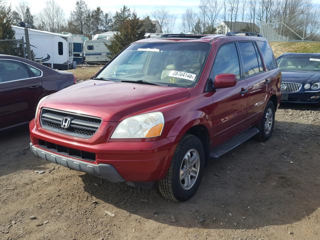 2HKYF18695H541784 - 2005 HONDA PILOT EXL RED photo 2