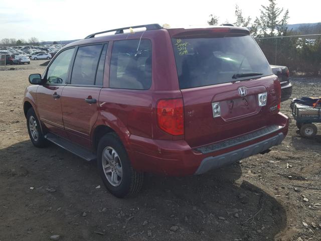 2HKYF18695H541784 - 2005 HONDA PILOT EXL RED photo 3