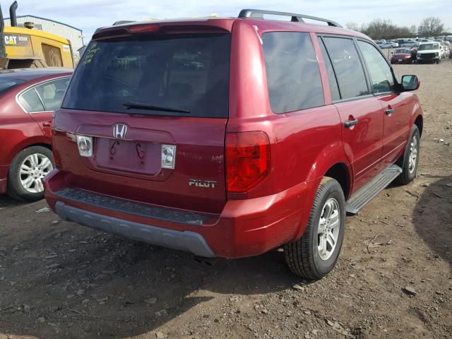 2HKYF18695H541784 - 2005 HONDA PILOT EXL RED photo 4