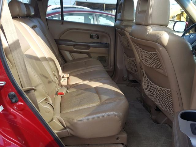 2HKYF18695H541784 - 2005 HONDA PILOT EXL RED photo 6