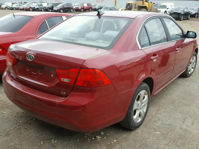 KNAGE228795353508 - 2009 KIA OPTIMA RED photo 4