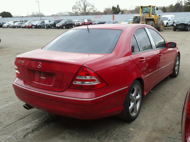 WDBRF52H66A900277 - 2006 MERCEDES-BENZ C GENERATI RED photo 4