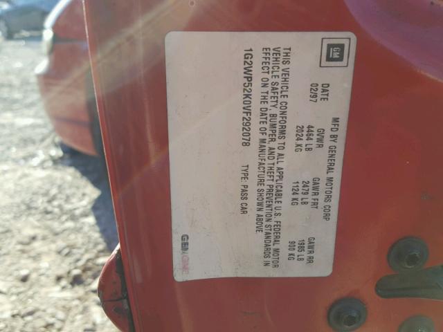 1G2WP52K0VF292078 - 1997 PONTIAC GRAND PRIX Qırmızı foto 10