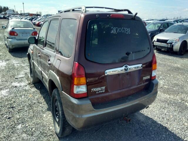 4F2CU08181KM13689 - 2001 MAZDA TRIBUTE LX MAROON photo 3