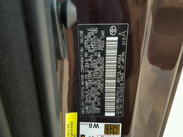 JTKDE167390282542 - 2009 TOYOTA SCION TC 紫色 照片 10