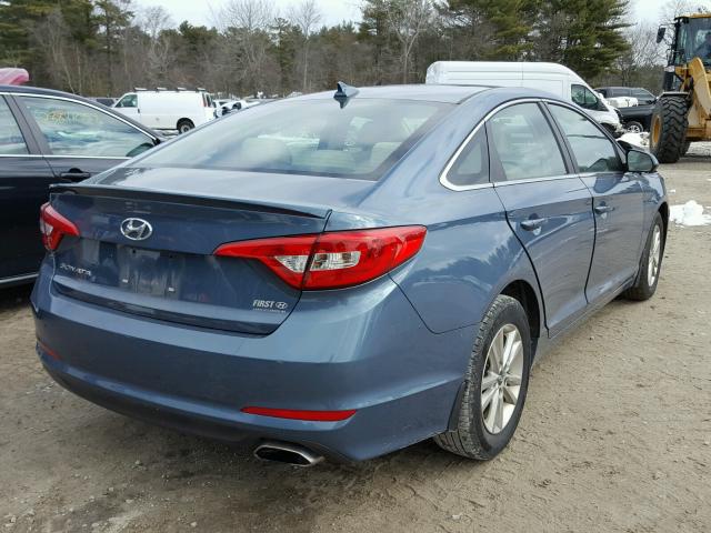 5NPE24AF9FH100670 - 2015 HYUNDAI SONATA SE BLUE photo 4