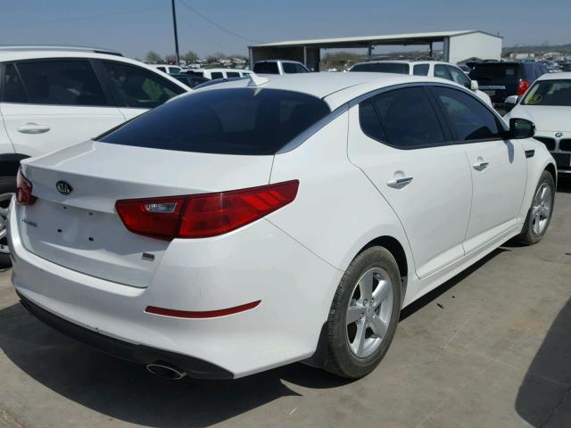 KNAGM4A78F5655926 - 2015 KIA OPTIMA LX WHITE photo 4