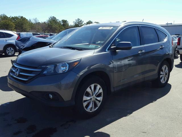 2HKRM4H70CH631536 - 2012 HONDA CR-V EXL GRAY photo 2