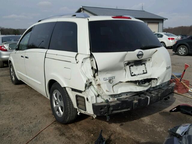 5N1BV28U18N119134 - 2008 NISSAN QUEST S WHITE photo 3