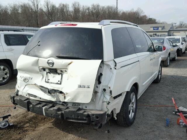 5N1BV28U18N119134 - 2008 NISSAN QUEST S WHITE photo 4