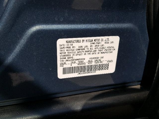 JNKAJ09FX9M950539 - 2009 INFINITI EX35 BASE GRAY photo 10