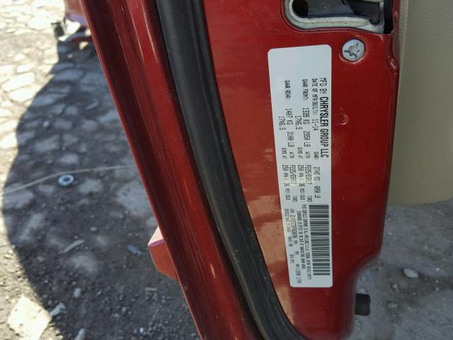 2C4RDGCG6FR630780 - 2015 DODGE GRAND CARA RED photo 10