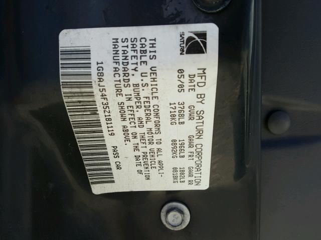 1G8AJ54F35Z181119 - 2005 SATURN ION LEVEL 白色 照片 10