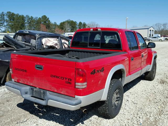 1D7HG48N64S603895 - 2004 DODGE DAKOTA QUA RED photo 4