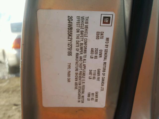 2G4WB55K2Y1279166 - 2000 BUICK REGAL LS 棕色 照片 10