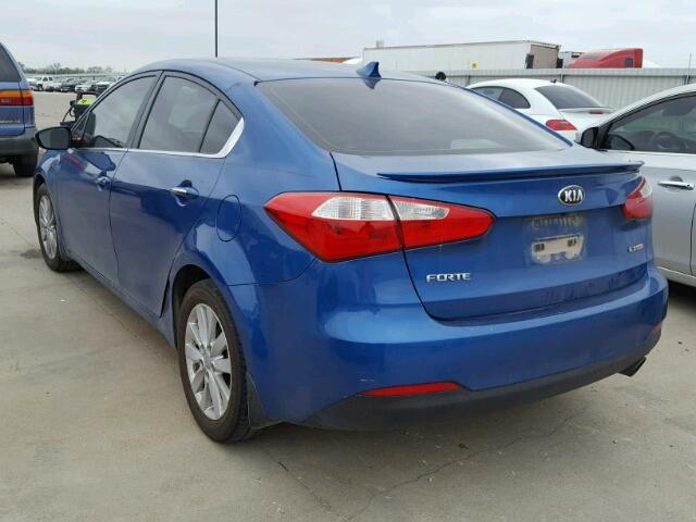 KNAFX4A85E5058209 - 2014 KIA FORTE EX BLUE photo 3